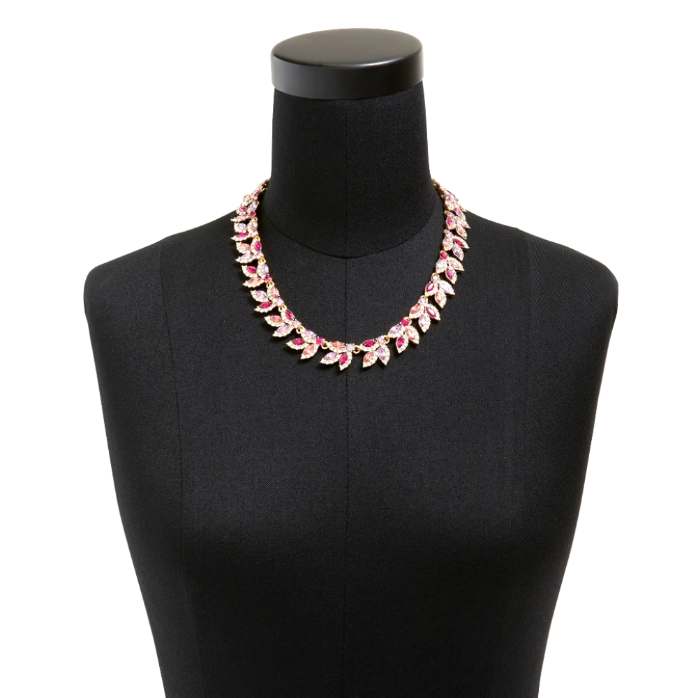 New! J.Crew Red Ruby Ted Crystal leaves statement necklace NWT - Picture 2 of 8